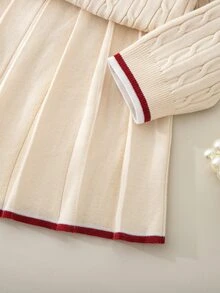 Souflis Souflis Embroidered Elegant Versatile Knit Set Dress For Outings And Gatherings - Apricot - View 7