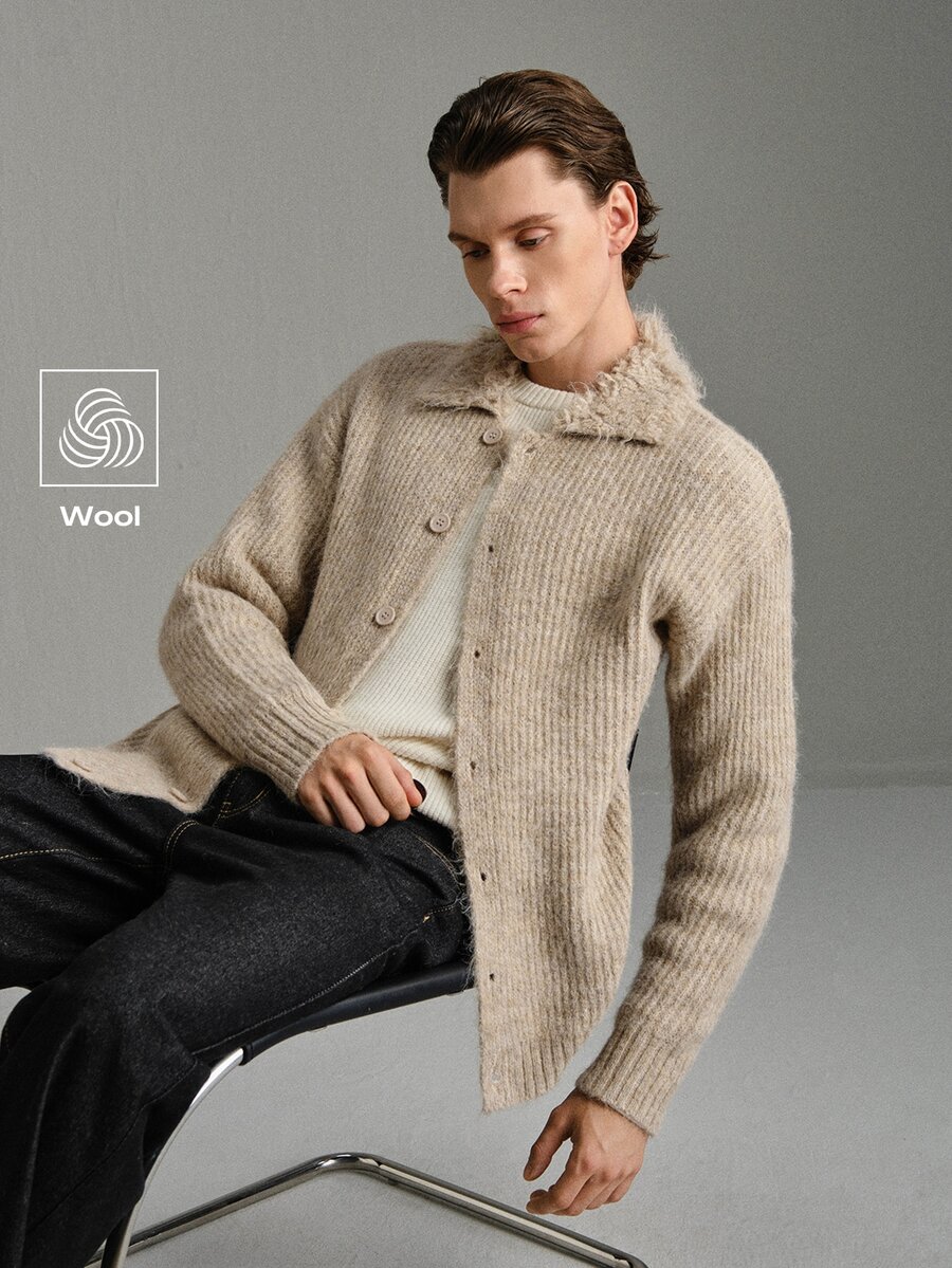 Calmiston Men Cardigans - Apricot - View 1