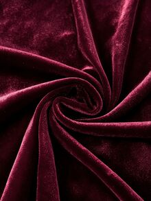 LUMIGAL Vintage Elegant Commuter Sheer Sleeve Lace Trim Velvet Flared Long Sleeve Blouse - Burgundy - View 5