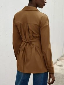 Aveloria Modichic 純色交叉裹前領襯衫工作服 - 紫紅色 - 查看 2
