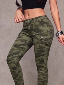 Jeanoix Plus Size Fashionable Camouflage Denim Skinny Jeans - Multicolor - View 7