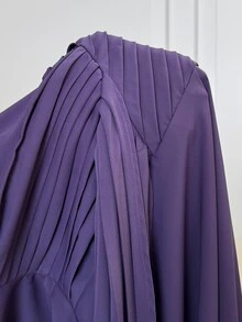 Feyla New Design Waist Pleated Ruched Slimming Elegant Elegant Daily Commute Party Dress - Purple - View 7