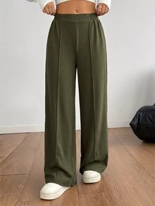 SHEIN PETITE 女士長褲 - 軍綠色 - 查看 5