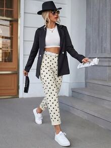 Slaydiva Women's Plus Size Polka Dot Skinny Jeans - White - View 9