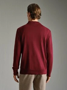 Calmiston Men's Casual Versatile Daily Wear Long Sleeve Sweater Festival Boys Fall/Winter Daily New Pull, Sweaters - Burgundy - View 8