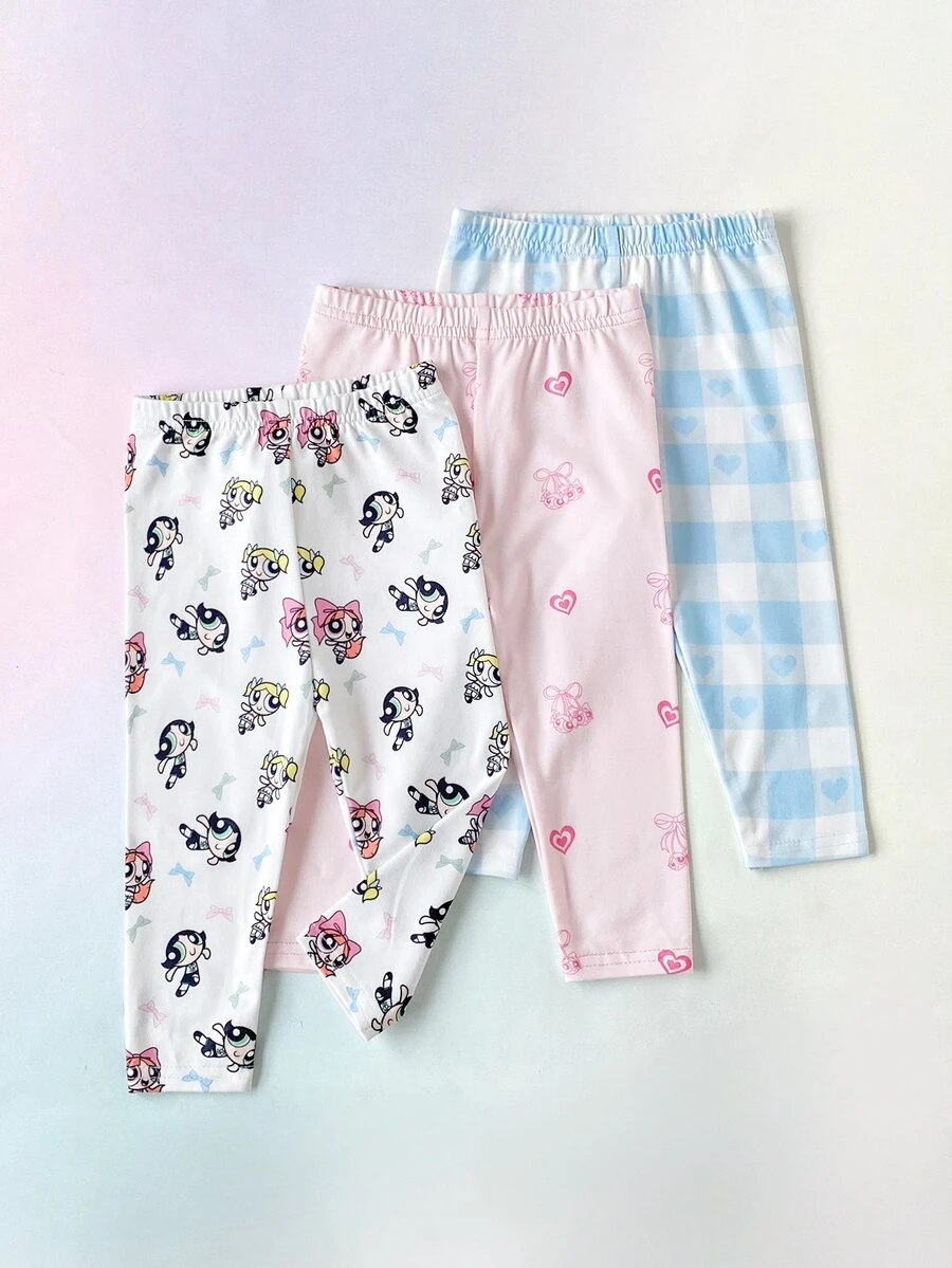 THE POWERPUFF GIRLS X SHEIN 3件組女嬰下身褲 - 彩色 - 查看 1
