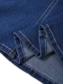GlowEve CURVE Plus Size Women's Colorblock Casual Daily Denim Top - Blue - View 7