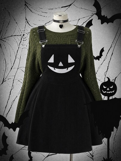 Sunspun Robe Salopette en Velours Côtelé Style Punk Décontracté pour Femmes Grandes Tailles Halloween