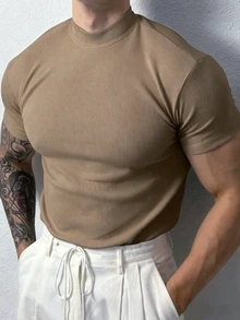 Gym Rark 男士素色極簡羅紋高領運動T恤 - 彩色 - 查看 3
