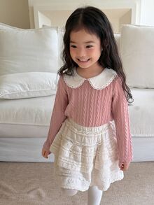 DAZY Infant (Girl) Colorblock Peter Pan Collar Long Sleeve Top - Mustard Yellow - View 7