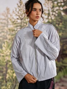Exploreva Women's Simple Versatile Pocket Zipper Long Sleeve Sun Protection Jacket - Mauve Purple - View 4