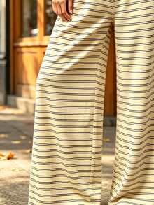 Selamara Plus Size Women's Elastic Waist Striped Casual Daily Wide Leg Loose Versatile Sweatpants - Multicolor - View 3