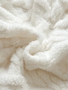 SHEIN Vintaside Kids 2件組新生女嬰外套＋連腳褲，可愛甜美白色粉色 3D 熊耳蝴蝶結毛絨長袖連帽加厚款，適合冬季聖誕節與秋季假期 - 白色 - 查看 3