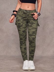 Jeanoix Plus Size Fashionable Camouflage Denim Skinny Jeans - Multicolor - View 5