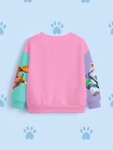 SHEIN | PAW Patrol Young Girl Cute Dog Pattern Contrast Color Crew Neck Long Sleeve Sweatshirt - White - View 6