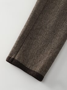 LUMIGAL Mantel Kancing dengan Trim Kontras Kasual untuk Komuter Wanita, Musim Gugur/Dingin - Coffee Brown - View 3