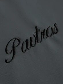 PAVTROS 男士街頭風刺繡圓領長袖百搭T恤 度假沙灘深灰色秋季款 - 深灰色 - 查看 2