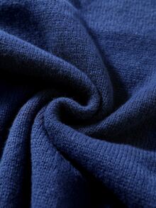 Manfinity CasualKnits 男士雪花圖案休閒日常長袖針織衫 - 藏蓝色 - 查看 4