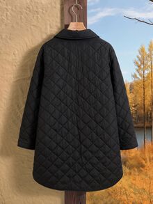 Rusticease Plus Size Women Solid Color Casual Versatile Winter Padded Coat - Black - View 2