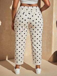 Slaydiva Women's Plus Size Polka Dot Skinny Jeans - White - View 2