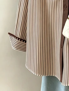 Resyla Women's Collared Long Sleeve Button-Up Striped Shirt - Multicolor - View 5