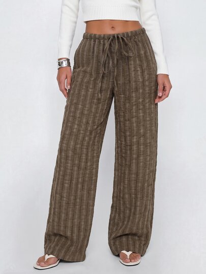 Avantive Women's Casual Comfortable Striped Drawstring Long Pants