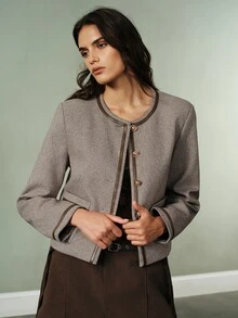 Aveloria Modichic Women's Elegant Fashionable French Vintage Commuter Metal Buckle Jacket - Multicolor - View 7