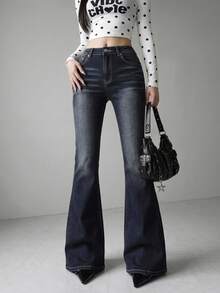 FRIFUL Women's Casual Daily Travel Denim Jeans With Pockets And Buttons - Blue - View 5