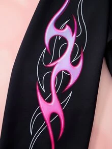 HELLO KITTY AND FRIENDS | SHEIN Women's Hooded Long Sleeve Cartoon Print Sweatshirt - Black - View 6