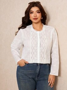 Elaquor Plus Size Blouses - White - View 5