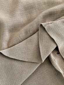 Elaquor Women Plus Size Solid Color Cap Sleeve Button Front & Drawstring Wide Leg Pants Knit Set - Khaki - View 7