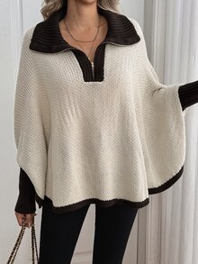 SHEIN Women's Colorblock Casual Versatile Daily Wear Long Sleeve Sweater - Apricot - View 4
