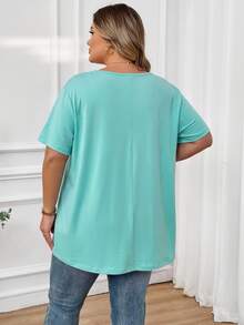 SHEIN CURVE+ 大碼T恤 - 薄荷綠 - 查看 6