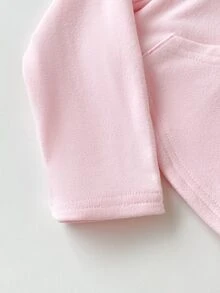 THE POWERPUFF GIRLS X SHEIN 兒童青少年女孩 2件組純色粉色抽繩連帽上衣與寬腿長褲套裝，休閒風格，適合春季/秋季日常穿著 - 粉色 - 查看 7