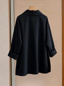 GlowEve CURVE Plus Size Elegant Fashionable Lapel Trench Coat Jacket Streetwear - Multicolor - View 2