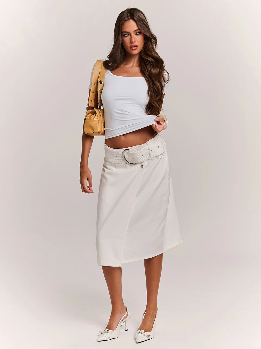 SHEIN BAE Women Denim Skirts - Beige - View 1