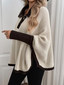 SHEIN Women's Colorblock Casual Versatile Daily Wear Long Sleeve Sweater - Apricot - View 3