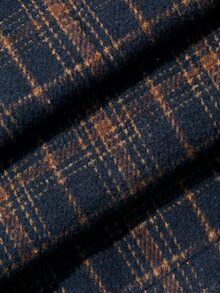 Dazy-Less Autumn/Winter Navy Blue High-Waist Pleated Solid Color Loose Straight Leg Casual Vintage 2000s Versatile Wide Leg Women's Long Pants Plaid Office Work - Navy Blue - View 7
