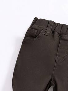 SHEIN Young Boy Casual Versatile Denim Jeans With Pockets - Brown - View 4