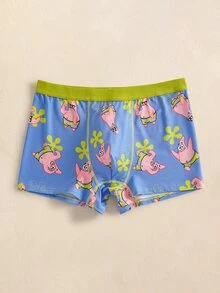 SpongeBob SquarePants | SHEIN Men's Cartoon Print Personalized Square Bottom Briefs - Purple - View 2