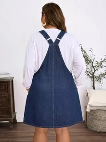 GlowEve CURVE 大尺碼女款口袋休閒日常穿著夏季牛仔洋裝 - 深色水洗藍 - 查看 2