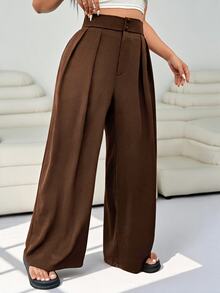 Solflare pantalones curvy de traje de mujer - Café integral - Ver 7