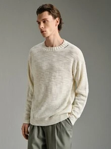 Calmiston Men's Letter Pattern Casual Versatile Daily Wear Sweater - White - View 5