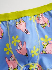 SpongeBob SquarePants | SHEIN Men's Cartoon Print Personalized Square Bottom Briefs - Purple - View 5