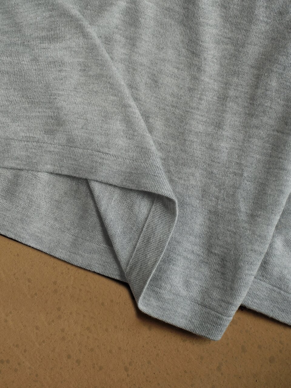 Anewsta Essential Grey Half Button Half Mock Neck Minimalist Knit Base Layer Top