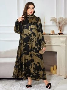 Al Najma Women's Long Sleeve Loose Elegant Glamorous Party Evening Dress Plus Size Arabian Style - Black - View 5