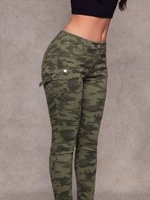 Jeanoix Plus Size Fashionable Camouflage Denim Skinny Jeans - Multicolor - View 6