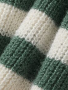Livesso Women's Green Round Neck Long Sleeve Cable Knit Slim Fit Ribbed Casual Sweater, Autumn/Winter - Green - View 7