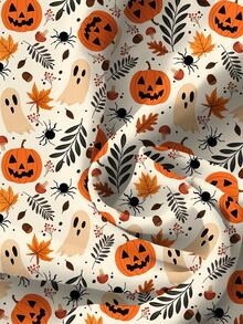 Mellowie Plus Size Halloween Pumpkin & Ghost Print Casual V-Neck Ruffle Blouse, Suitable For Summer And Parties - Multicolor - View 5