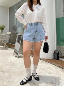 Dazy Plus Fun & Casual Loose Fit Office Commute White Long Sleeve Shirt - White - View 2
